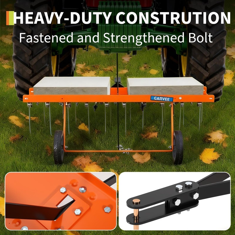40 Inch Tow-Behind Dethatcher with 20 Steel Spring Tines Outdoor Lawn Sweeper gallery