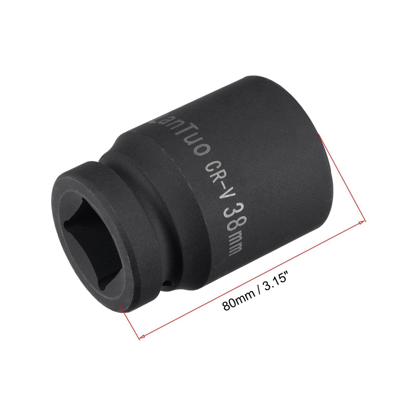 1" Drive by 38mm 6-Point Impact Socket CR-MO 80mm Length Standard Metric Sizes gallery