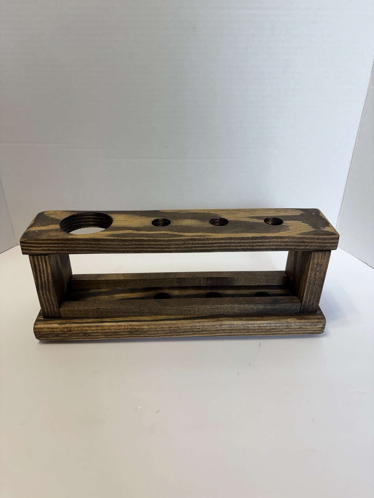 Handmade Toothbrush and Toothpaste Holder Varnished Wood gallery
