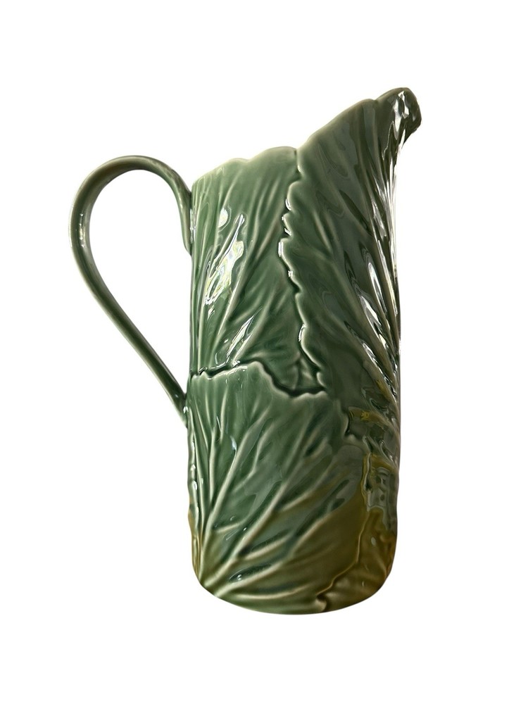 Cabbage Pitcher Eaton Fine Dining Bloom Pottery Ceramic Embossed- Green