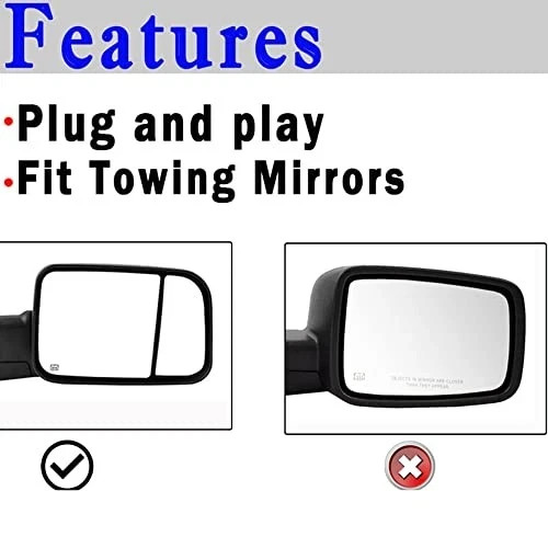 Ram Passenger Side Towing Mirror Glass Compatible with 2009-2020 Dodge Ram gallery