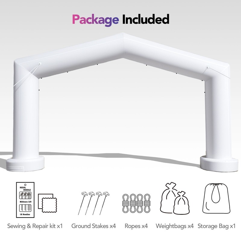 Large 21Ft Gable Inflatable Arch with built-in blower - White gallery