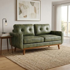 Polyester Fabric 2 Seater Sofa Couch Modern 65″ Loveseat Couch for Living Room