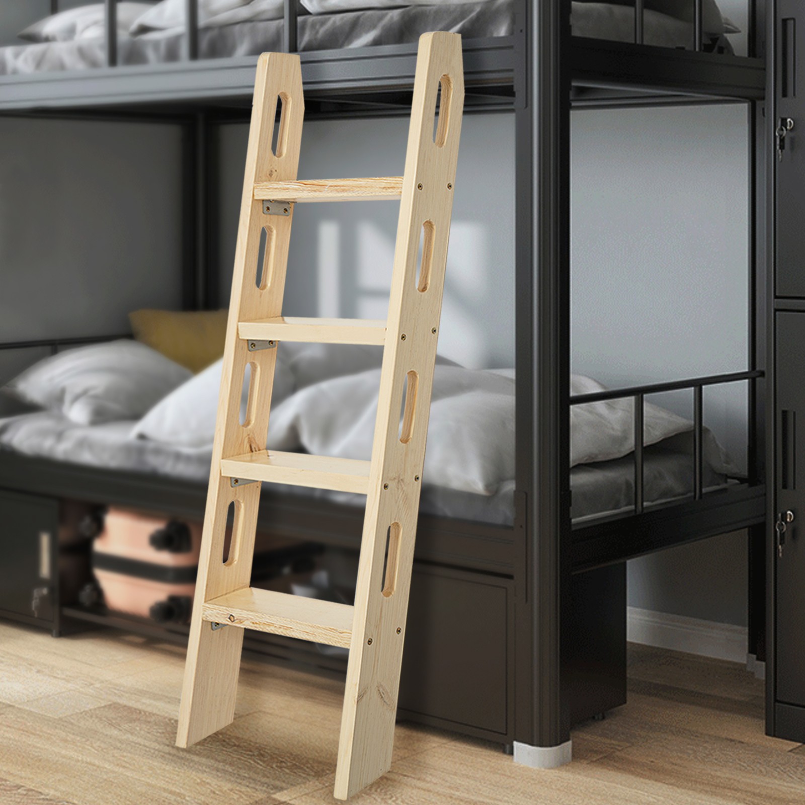 4-Step Ladder Durable Solid Wood Step Ladder 220lbs Load Fixed Ladder Step Stool gallery