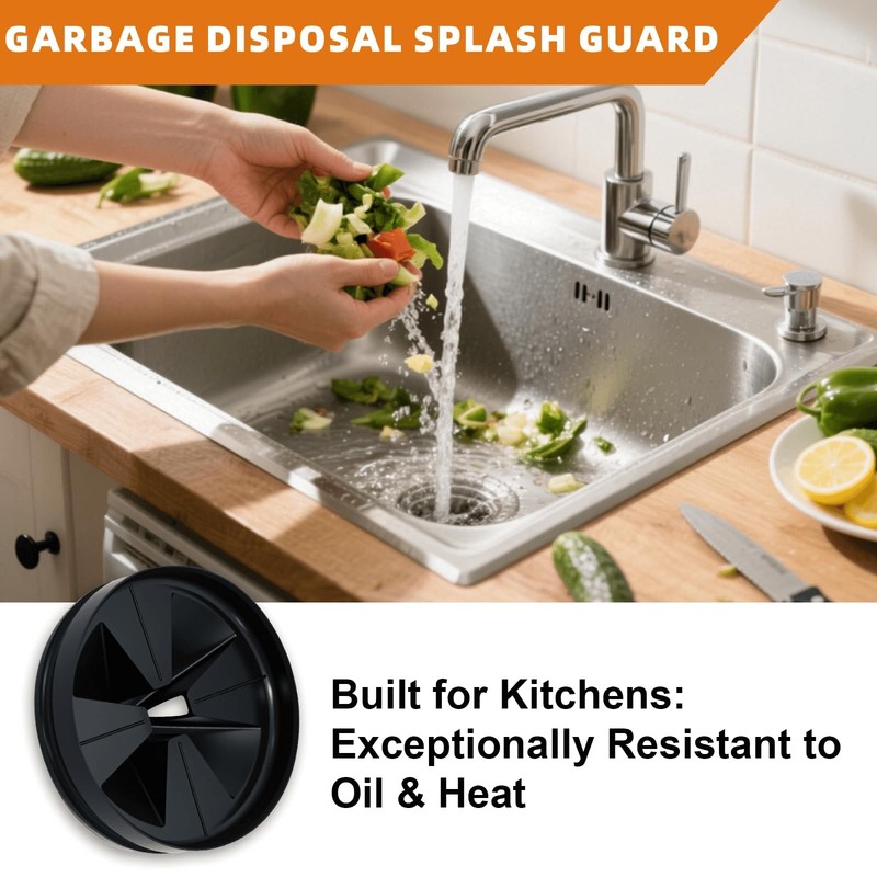 Garbage Disposal Splash Guard 3 3/8" for InSinkErator Evolution 3 3/8", Black gallery