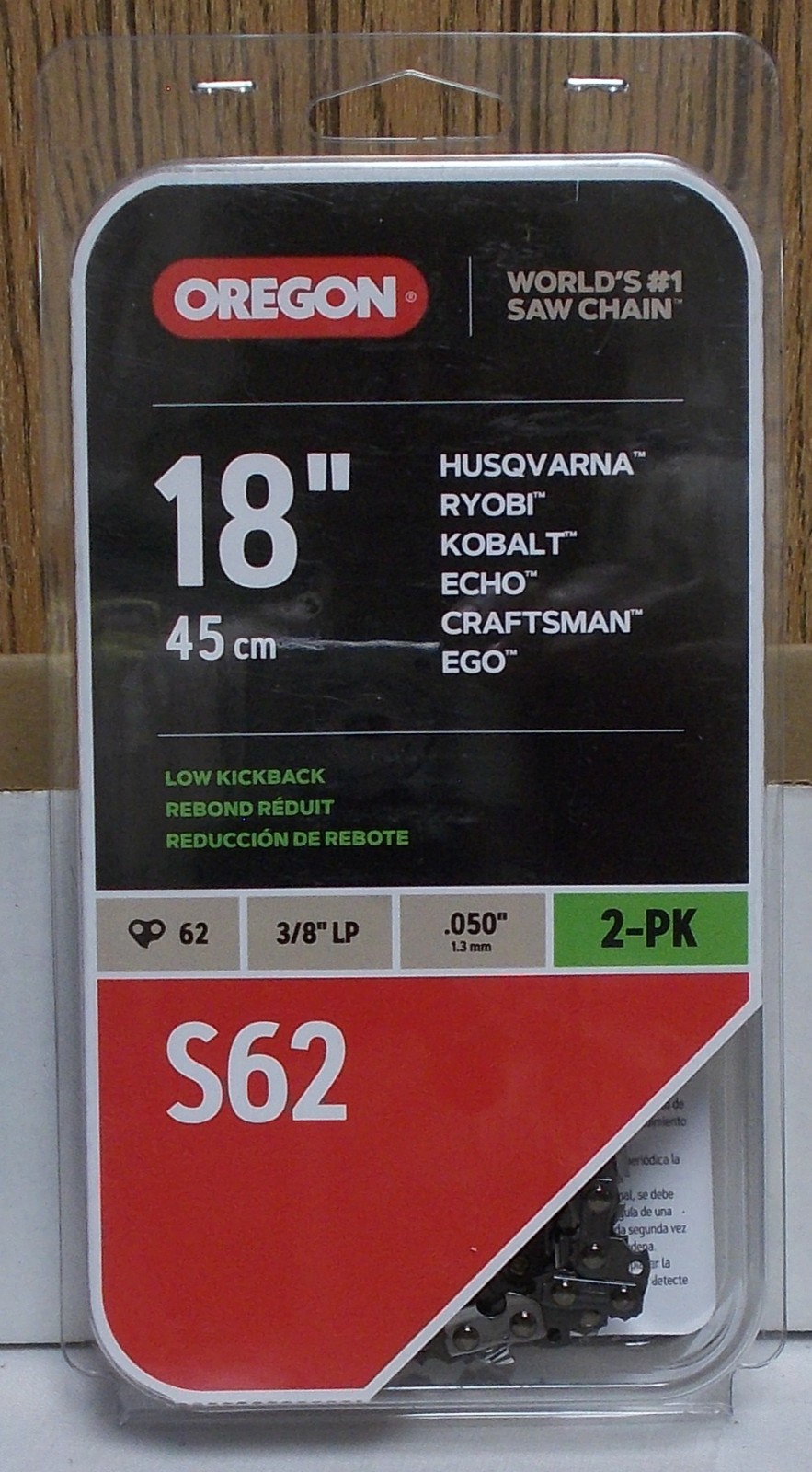 Oregon 18 Inch S62 Craftsman-Husqvarna- Ryobi-Kobalt-Echo-Ego 2 Pack Chains gallery