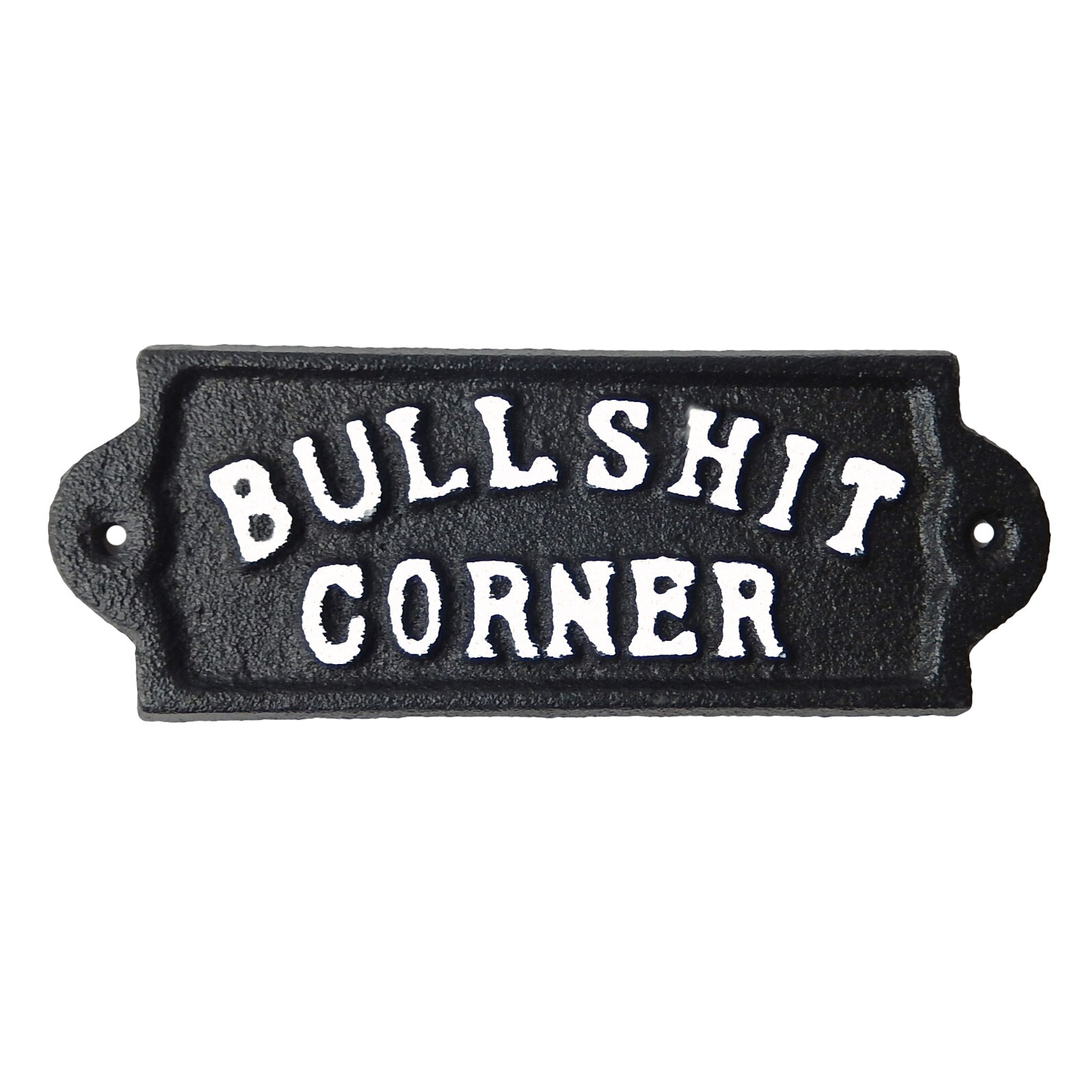 Cast Iron Bullshit Corner Sign Man Cave Wall Decor Plaque Embossed Black & White gallery