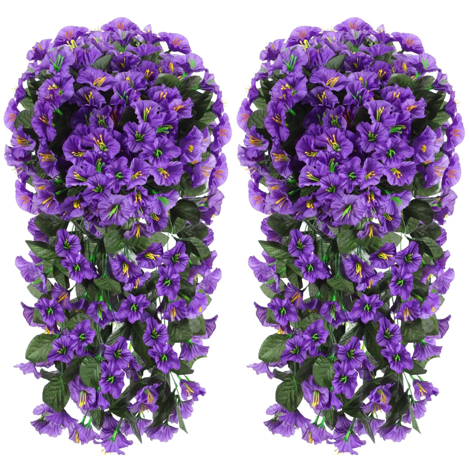 2 Pcs Artificial Fake Hanging Flowers Plants for Outdoor Faux Silk Morning Gl... gallery