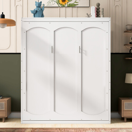 Full Queen Size Murphy Wall Bed with Shelves Wood Murphy Chest Cabinet Furniture gallery