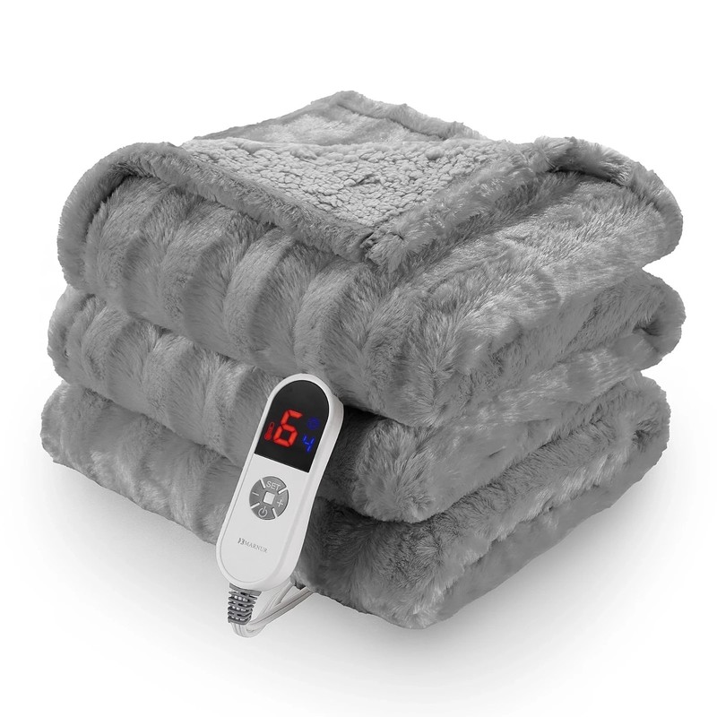 Electric Throw Blanket Extra Large Size, 50" x 72" Soft Faux Fur Heated Blanket gallery