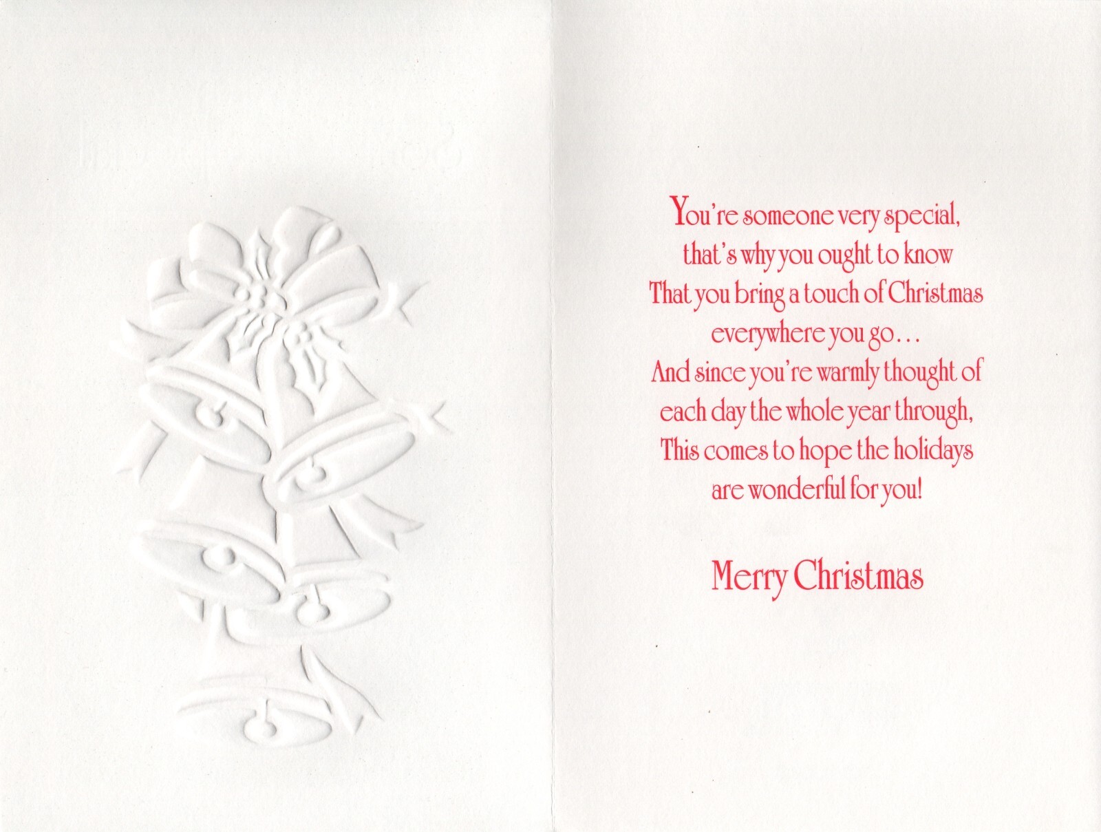 Embossed CHRISTMAS Card FOR SOMEONE SPECIAL, Bells by Paramount Cards + Envelope gallery