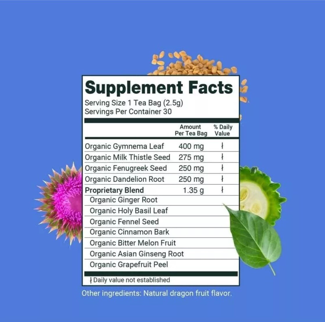 HERBALY Glucose Functional Tea Organic Blood Sugar Wellness gallery