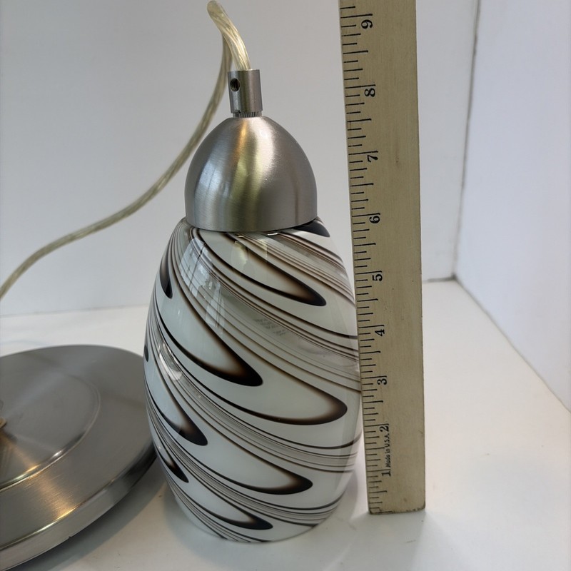 1 Litex Intertek Socket Hanging Pendant Glass Light Brown Tan Beige Swirl Color gallery