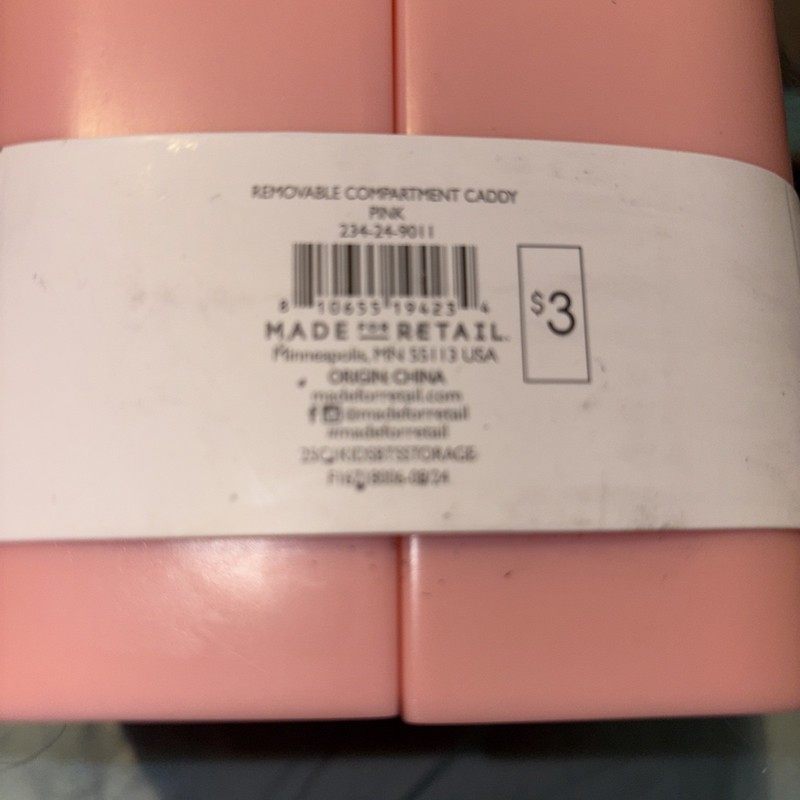 MADE FOR RETAIL Removable Compartment Caddy w/Handle PINK gallery