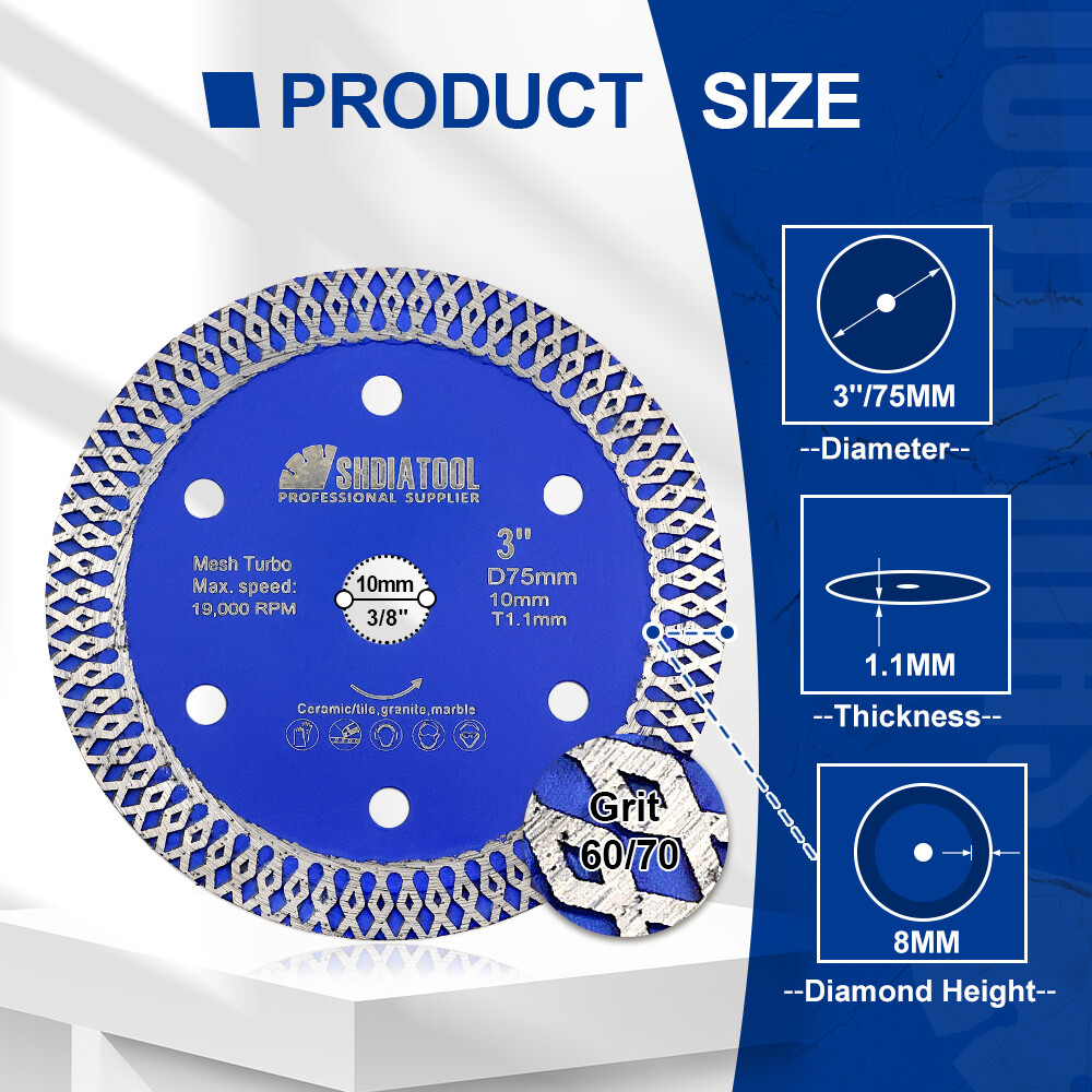 Diamond Saw Blade Tile 3''/75 Porcelain Marble Dry Cutting Disc Cutter Wheel gallery