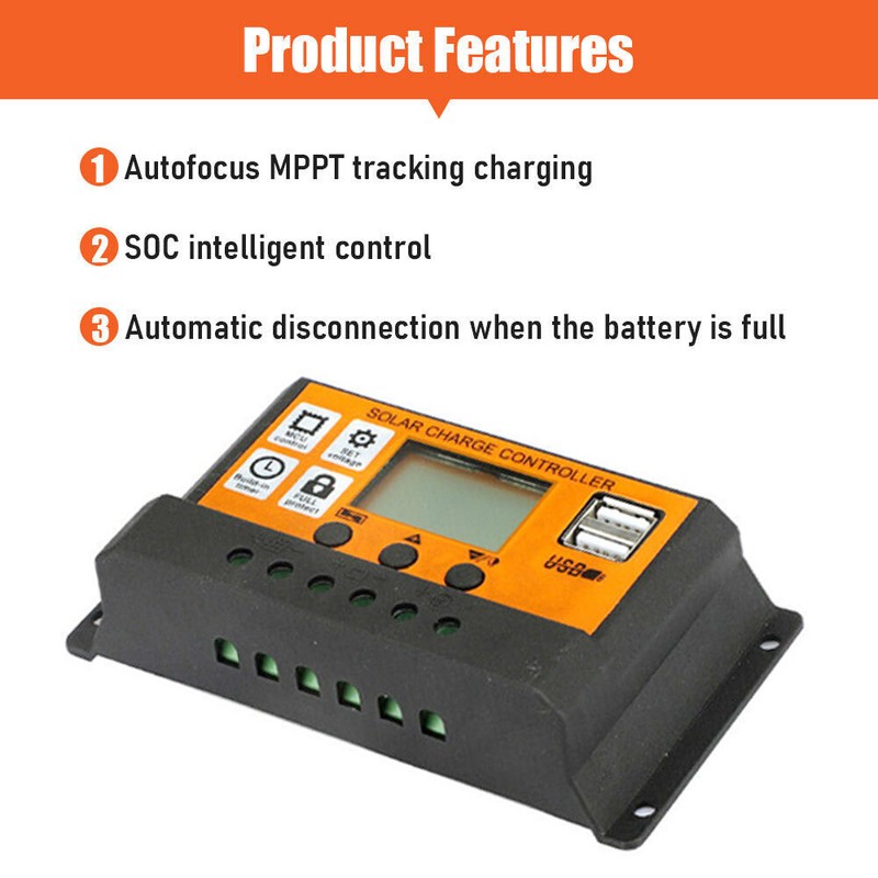 PWM Solar Charge Controller 12V 24V 60A Solar Panel Battery Regulator Inverter gallery