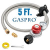 0-30 PSI Adjustable Propane Regulator, 5FT Stainless Braided Hose & Gauge for LP gallery