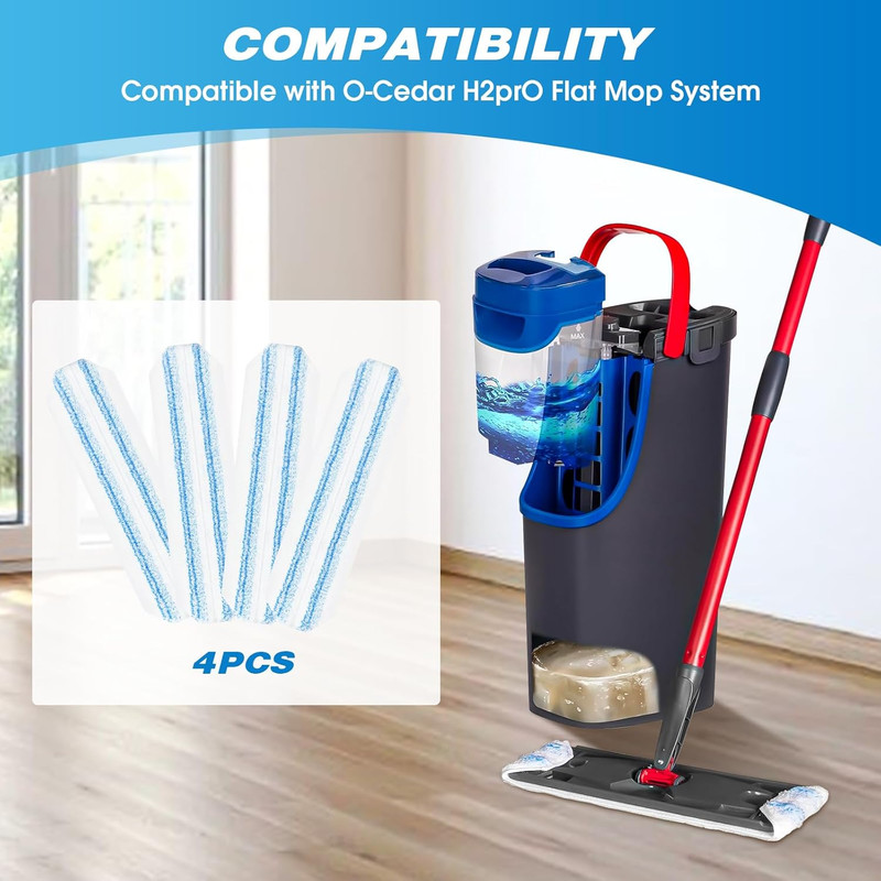 Reusable Microfiber Mop Pads Compatible with O Cedar H2Pro Flat Mop System, H2Pr gallery