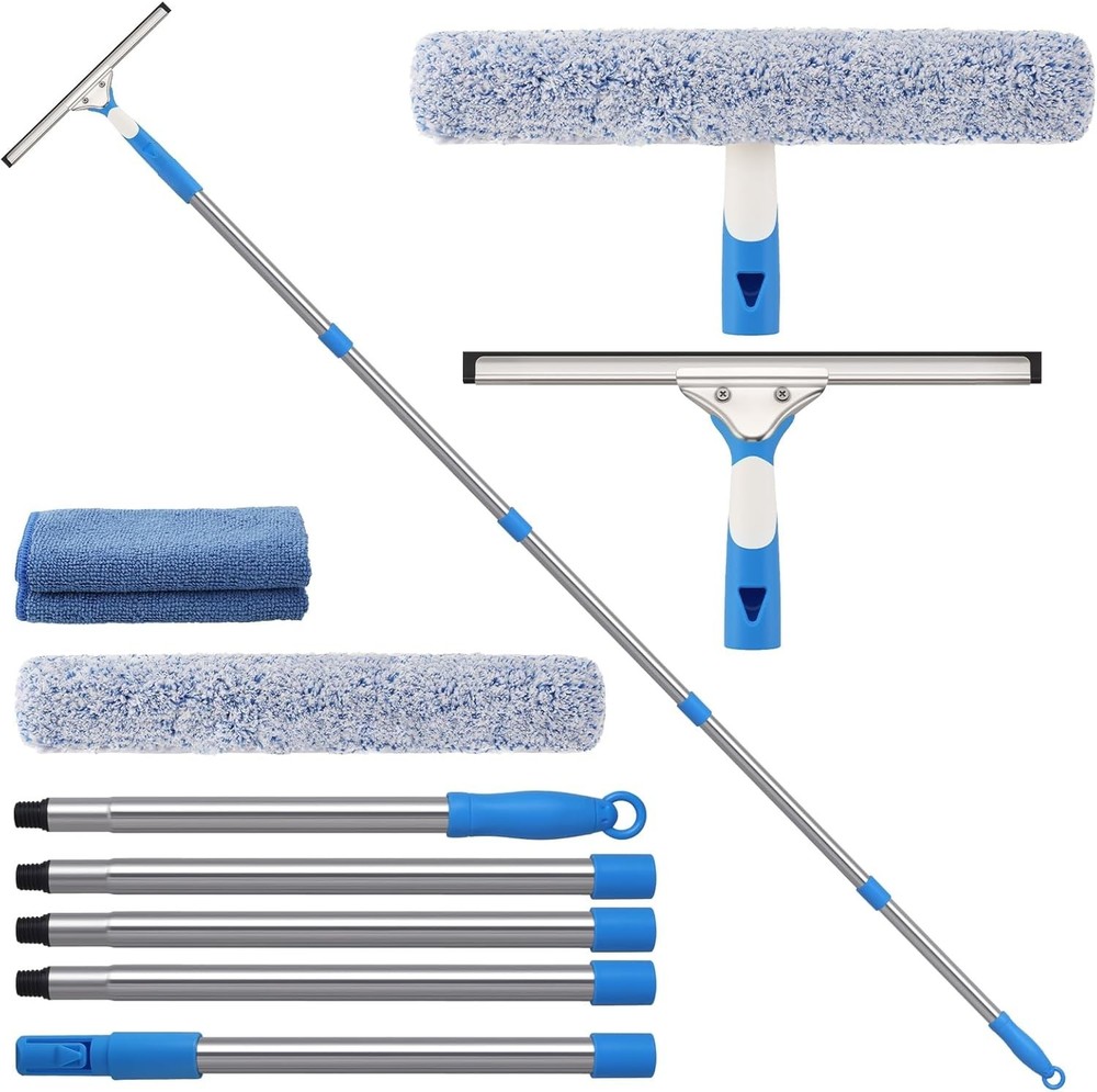 77in Window Squeegee Cleaner Tool w/ Extension Pole Glass Cleaner
