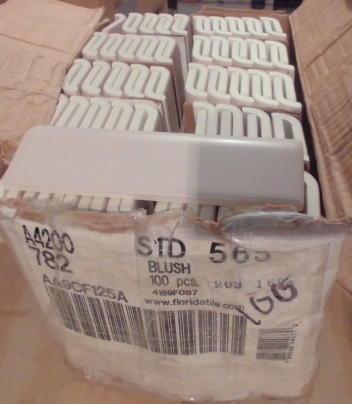 1 pc. Matte *Soft Pink* Ceramic Radius/Mudd Cap Bullnose Trim Florida Tile, New gallery
