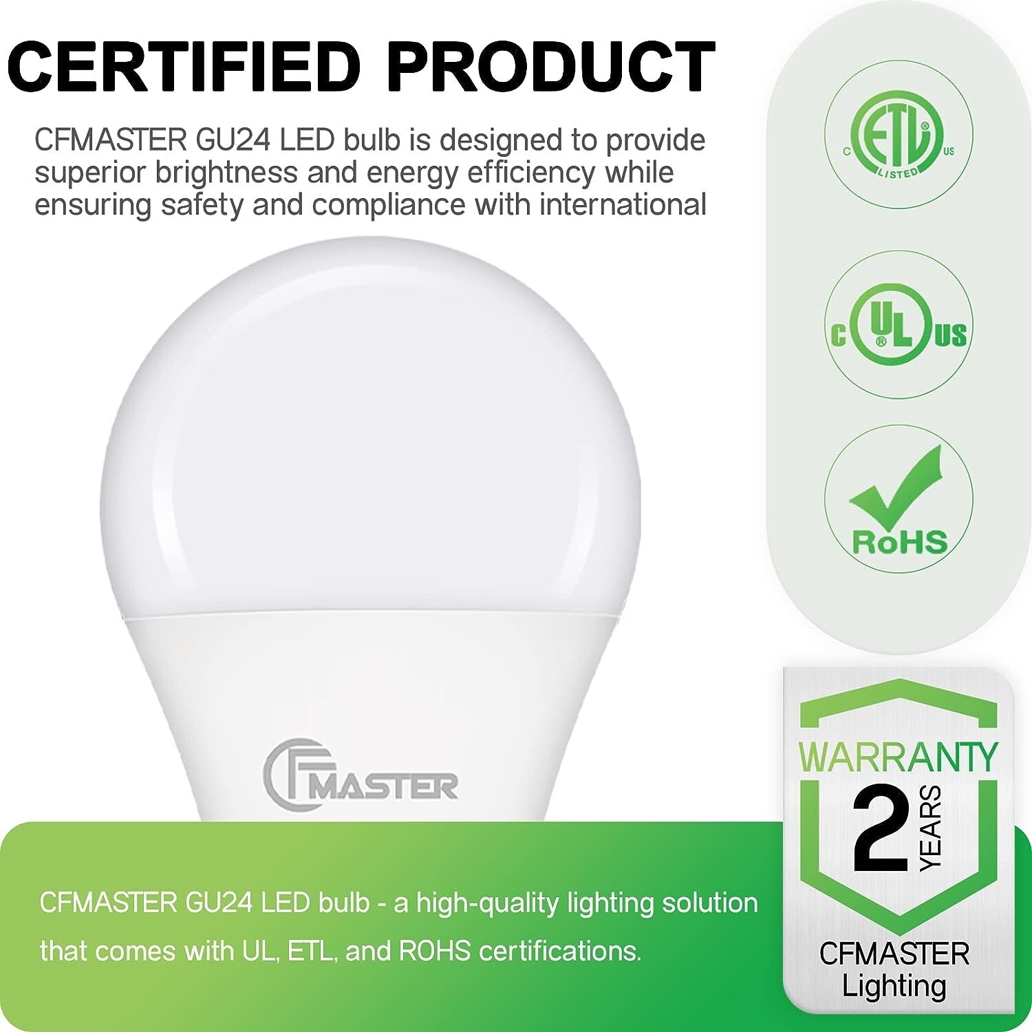 GU24 LED Light Bulb 3000K Warm White 9W(100W Equivalent)800 Lumens 120V CFMaster gallery
