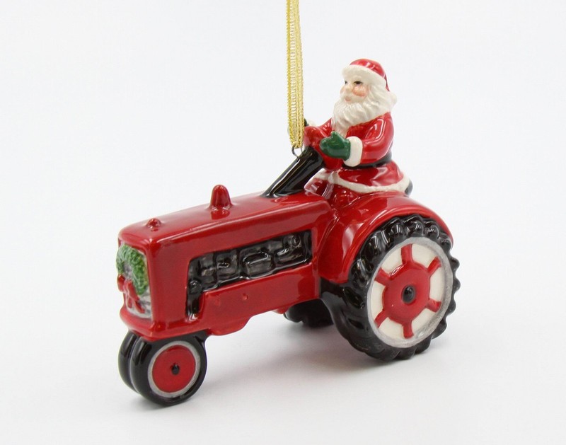 Ceramic Christmas Santa Driving Tractor Ornament, Home Décor, Gift for Her, Gift gallery