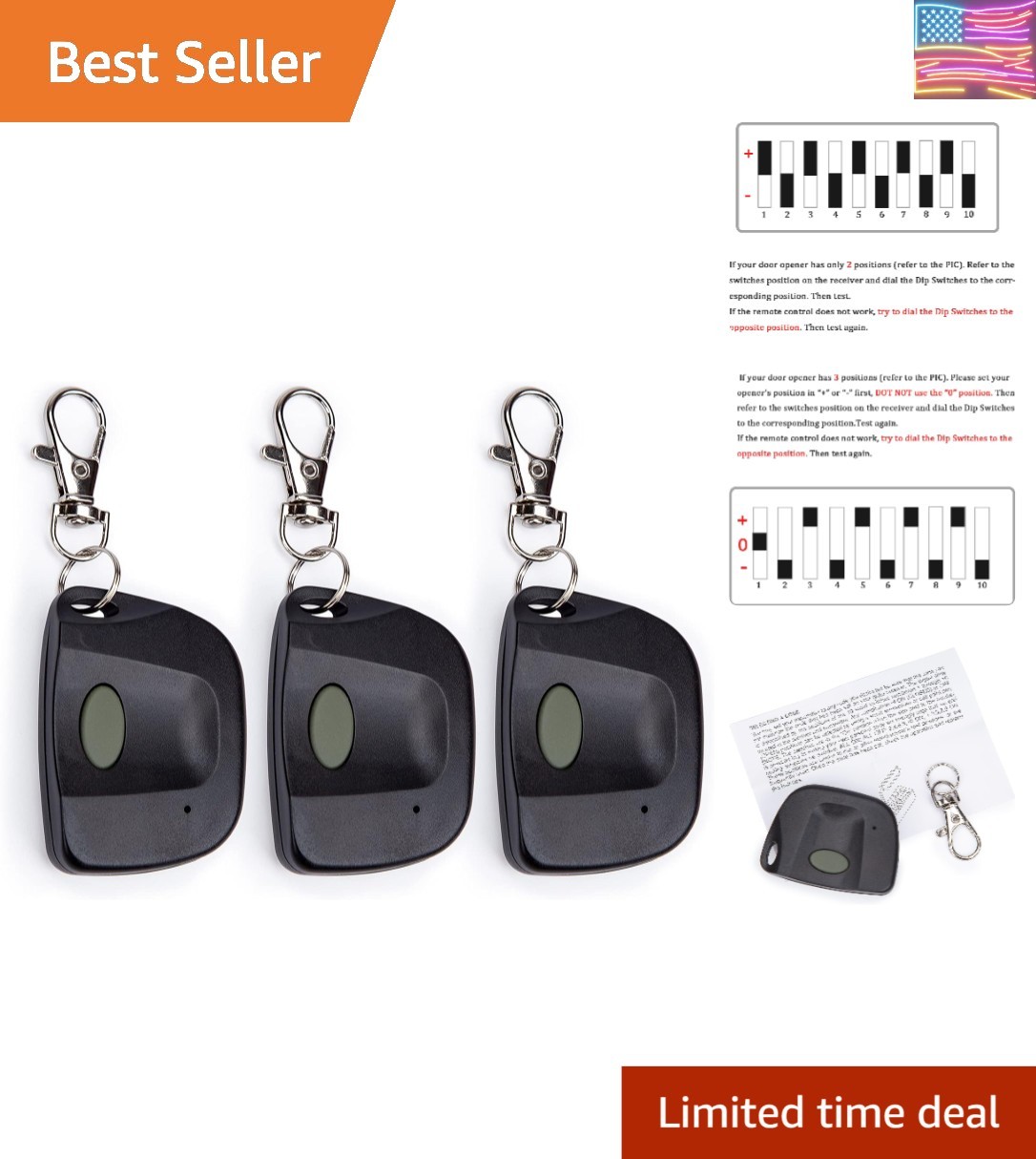 3 Pack Garage Keychain Door Remote Control Replacement for Linear Muti Code 3... gallery