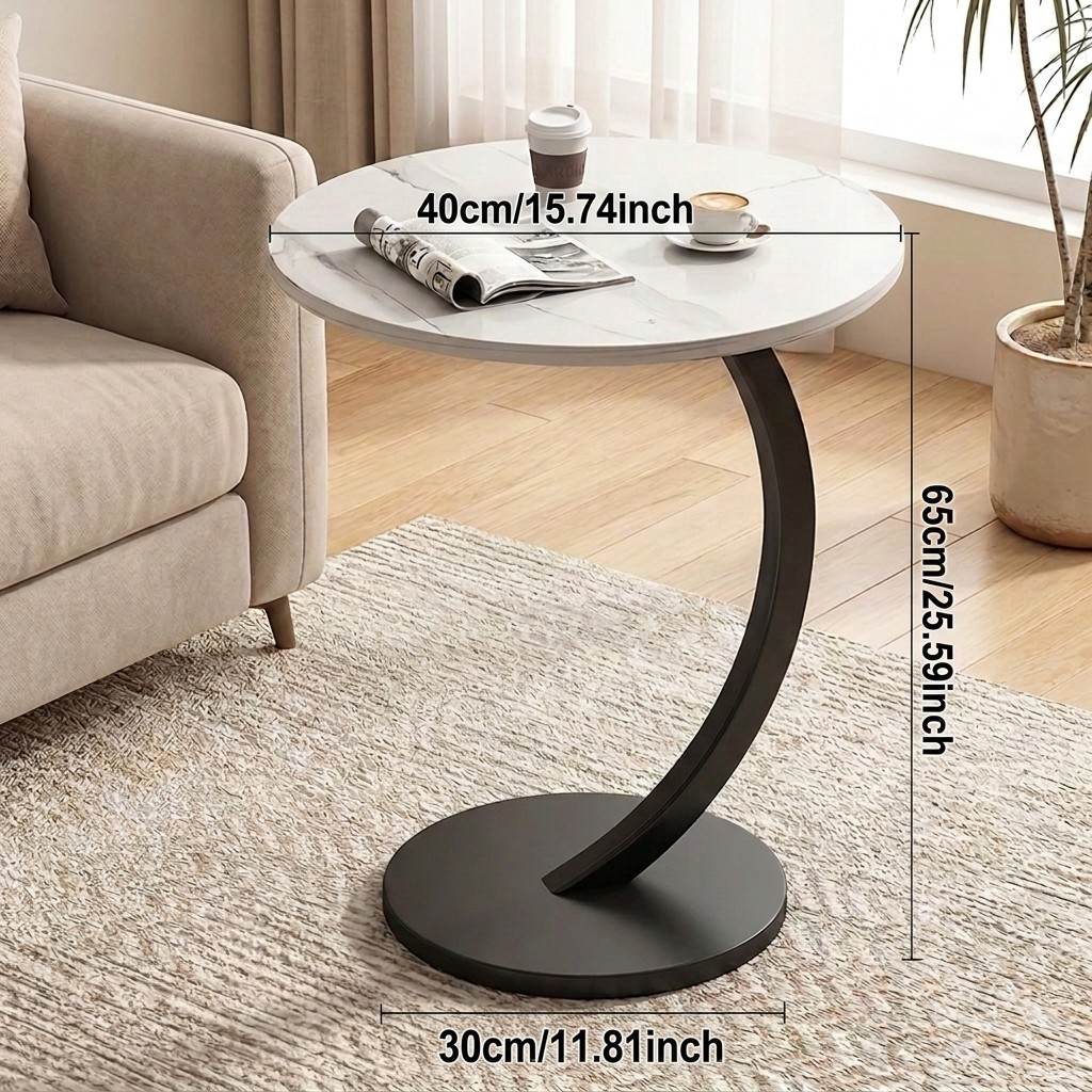 Sofa Side Table with Storage Shelf Modern Couch Table Lightweight White 1-layer gallery