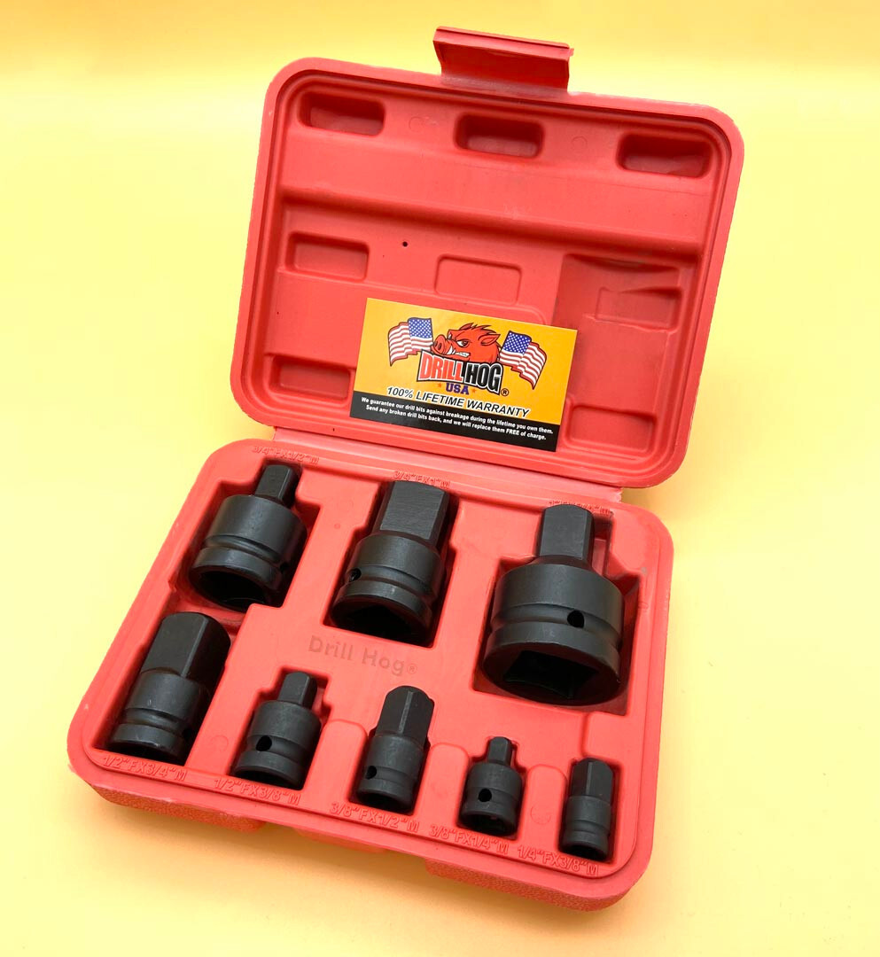 Drill Hog® Impact Socket Adapter Set Impact Reducer 8 Pc Set Lifetime Warranty gallery