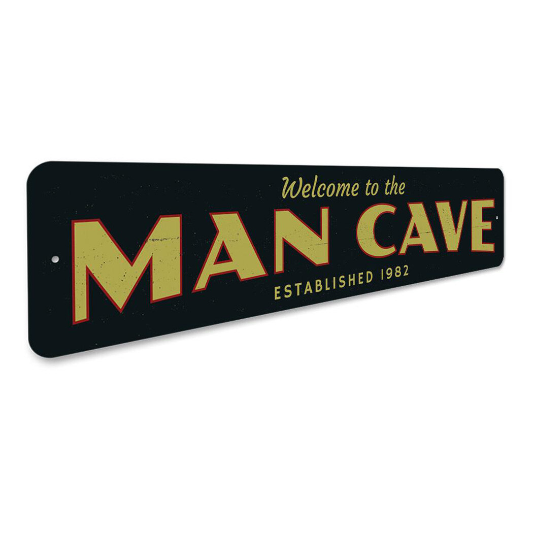 Welcome Man Cave Sign, Personalized Established Date Metal Wall Decor - Aluminum gallery
