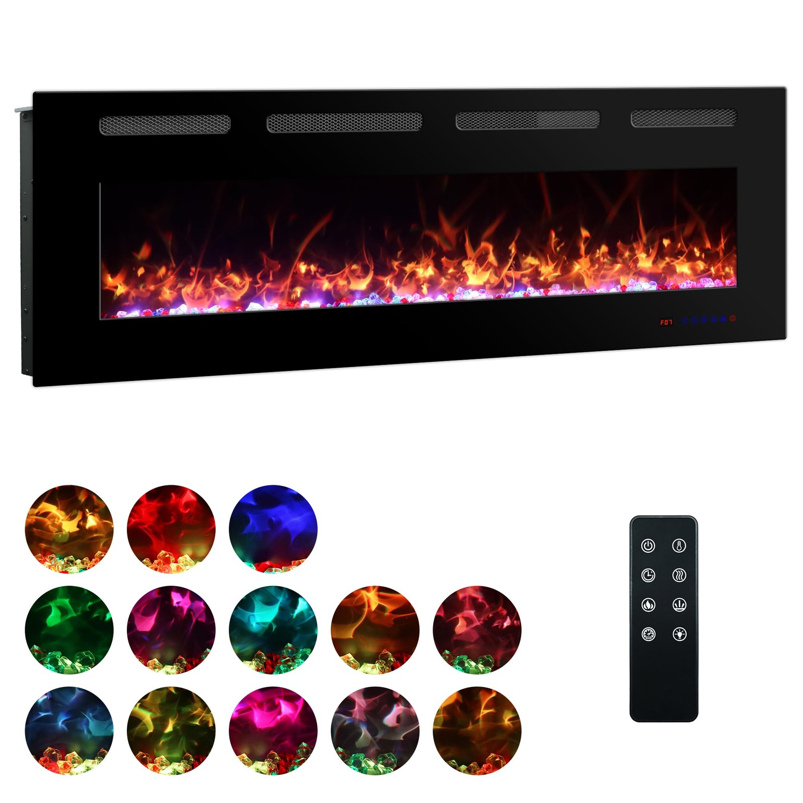 50 in Ultra Thin Electric Fireplace Insert with Remote Control 13 Flame&Flue ... gallery
