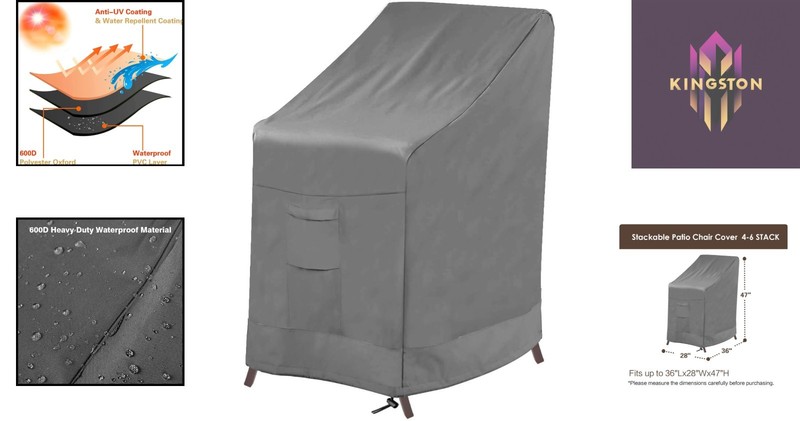 Waterproof Outdoor Stackable Chair Cover - Durable Oxford Fabric for 4-6 Chairs gallery