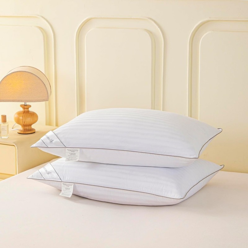 Standard Goose Feather Down Pillow 100% Soft Cotton Cover Bed Pillow Sleeping gallery