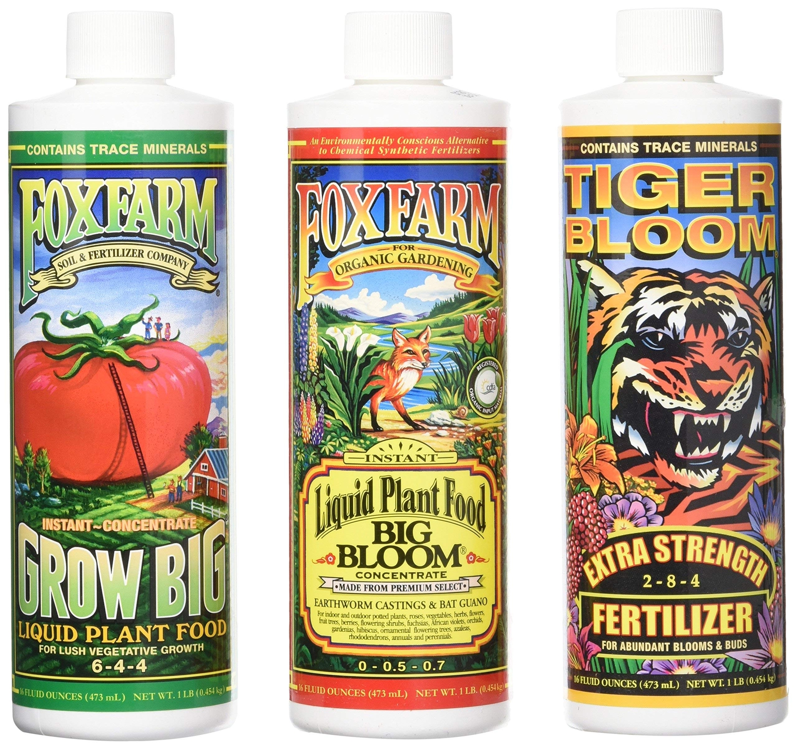 FoxFarm GLCMBX0006 Liquid Nutrient Soil Trio-Pints, Grow Big, Tiger Bloom, 16 Fl gallery