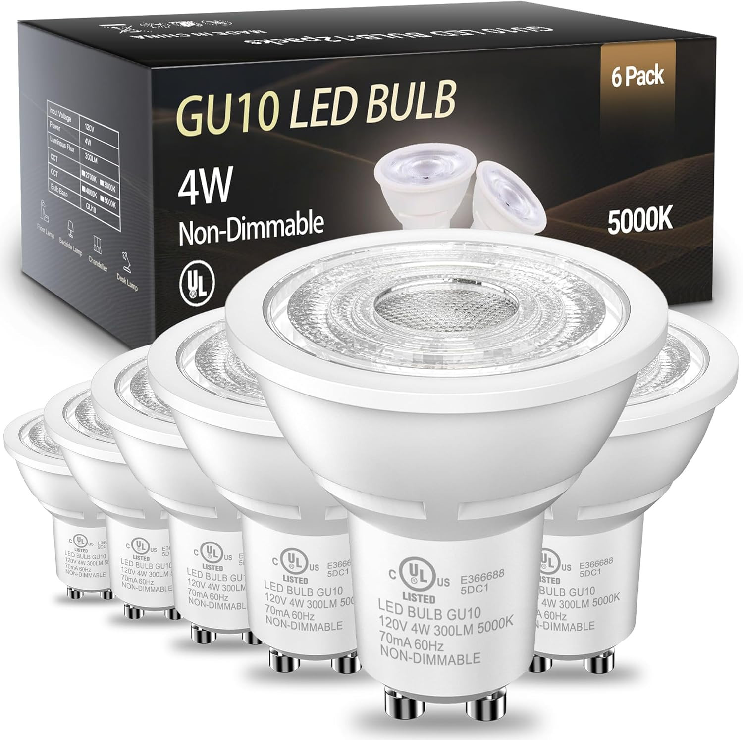 TJOY GU10 LED Light Bulbs Non-Dimmable, 4W, 5000K Daylight White, 300LM, Equival gallery