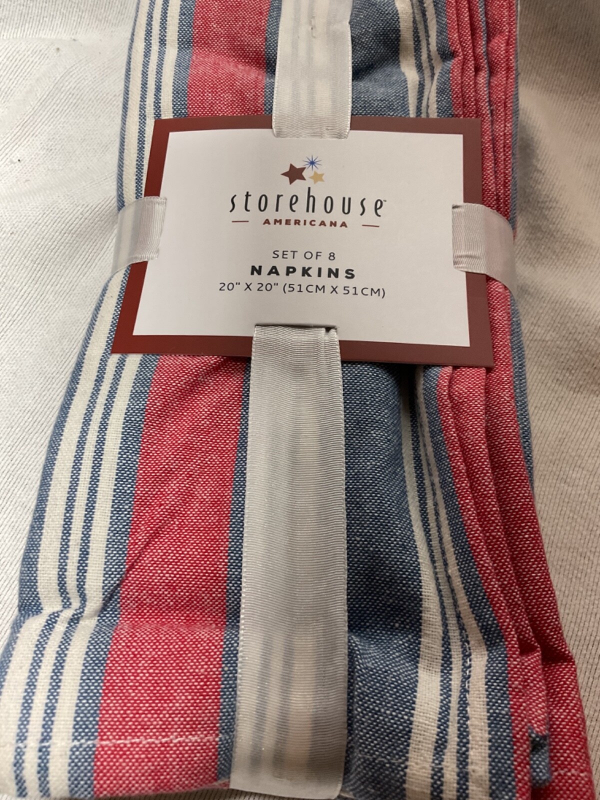 STOREHOUSE NAPKINS (8) RED BLUE WHITE 20 X 20 100% COTTON NWT gallery