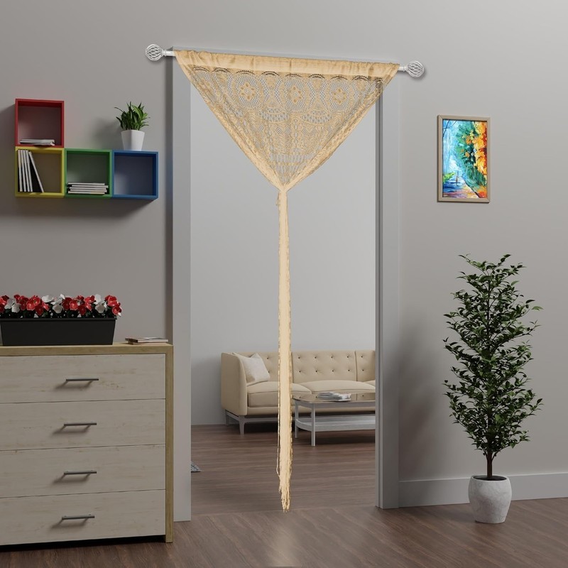 Macrame Curtain Boho Doorway Window Wall Decor Fiber Yarn Art Handwoven Hanging gallery