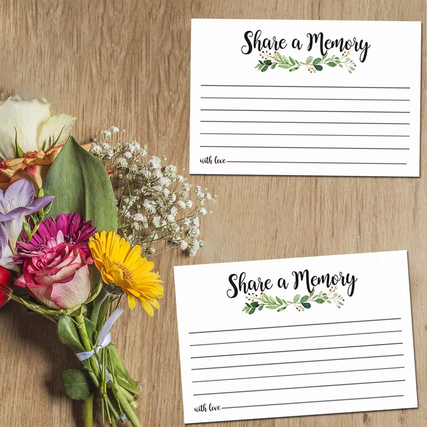 Greenery Share a Memory Cards, Funeral Guest Book, Memory Card for Celebration o gallery