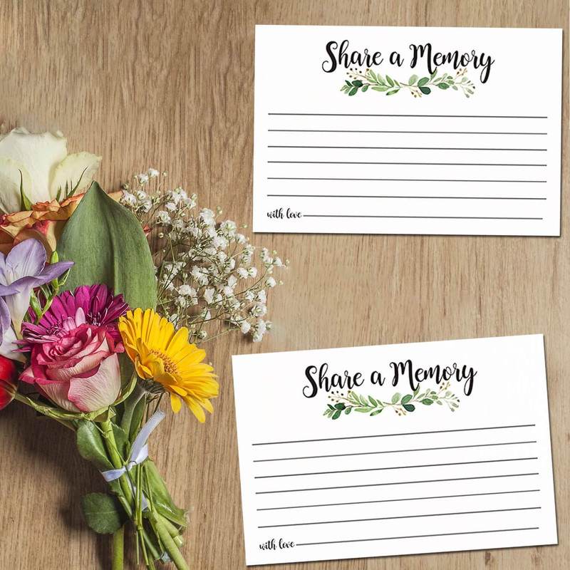 Greenery Share a Memory Cards, Funeral Guest Book, Memory Card for Celebration o gallery