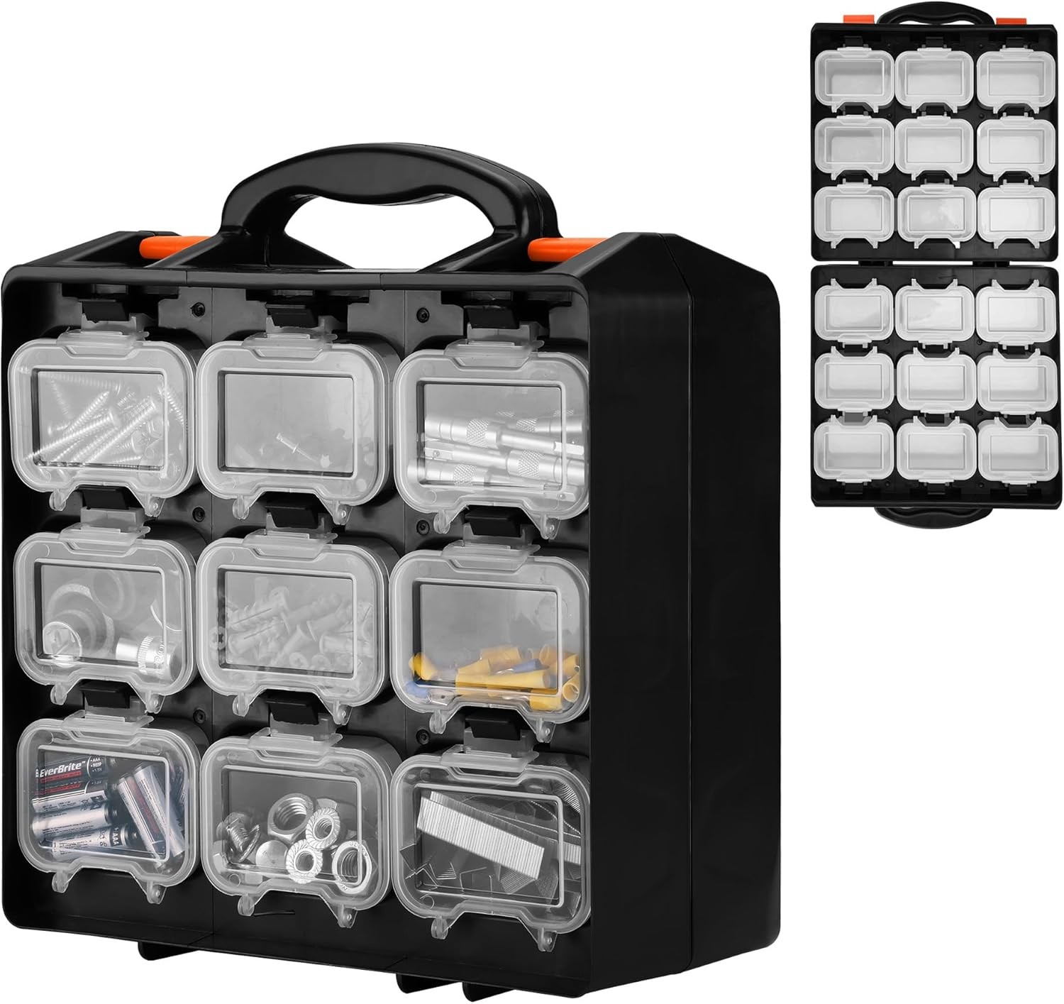 ValueMax Small Parts Organizer Box, Double-Sided Tool Box with 18 Removable Bins gallery