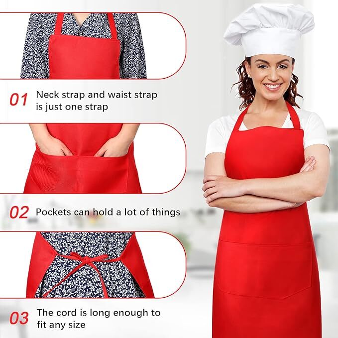 14 Pcs Plain Bib Aprons Bulk Mixed Color Commercial Apron with 2 Pockets Cook... gallery