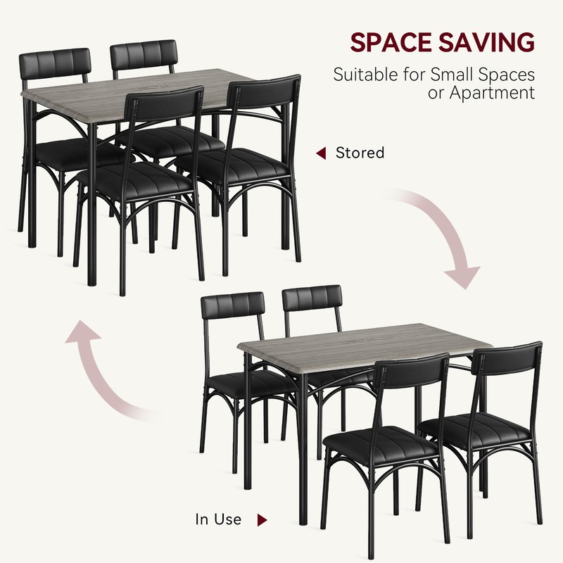 Dining Table Set 5 Piece Metal Table & 4 Chairs, Kitchen Breakfast Furniture gallery
