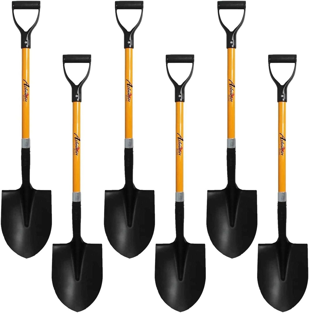 6Pack Ashman Round Shovel D Handle Grip with 41 Inches Long Shaft