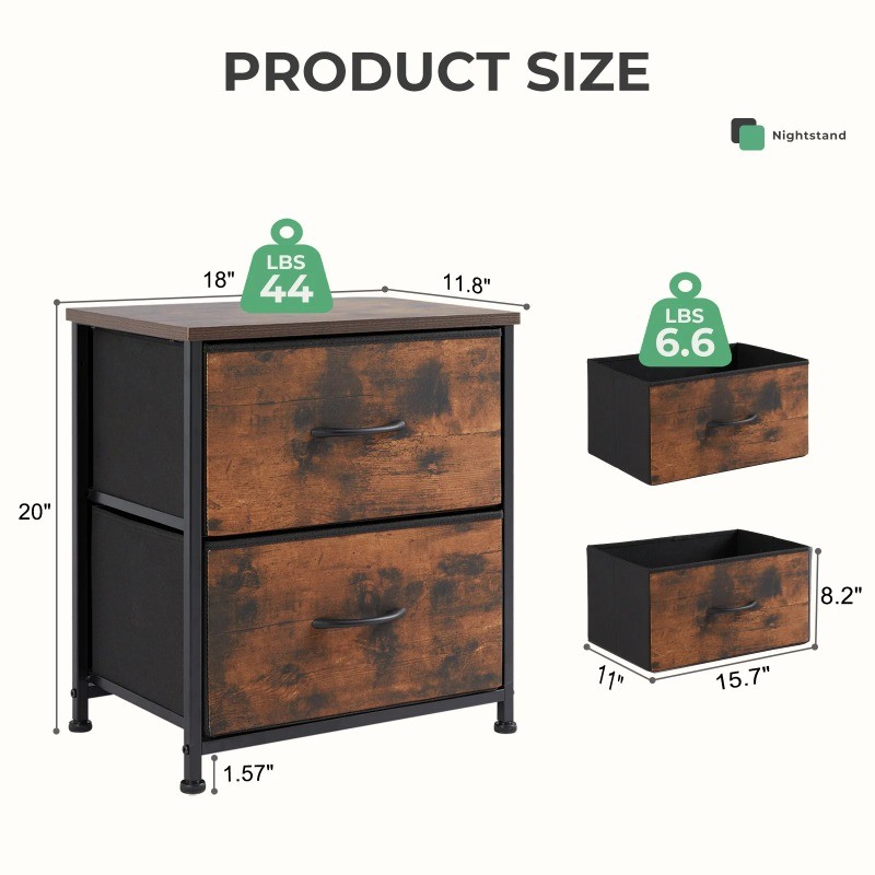 CONCETTA Nigtstand for Bedroom, Tall Chest Organizer with Fabric Bins gallery