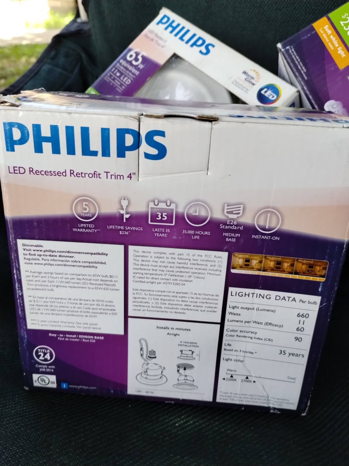 PHILLIPS LED 11 Watt 660 Lumens Recessed Retrofit Trim 4" - 592353IU0 (3count) gallery