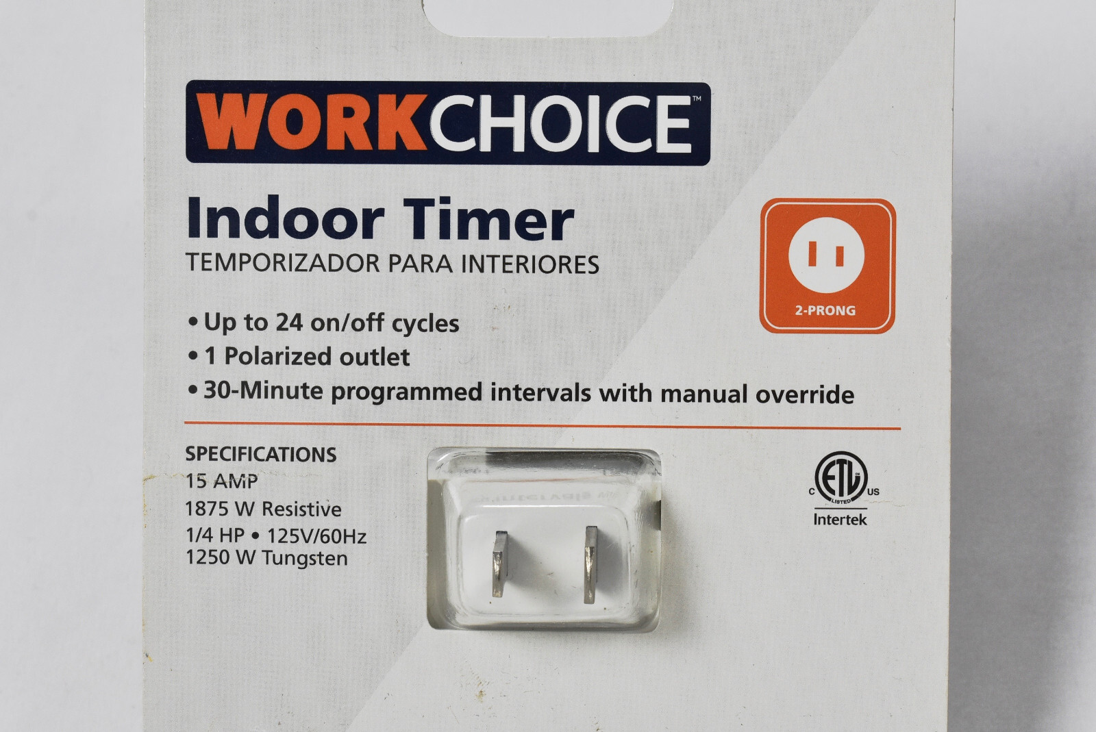 Workchoice Indoor Timer 2 Prong Polarized Outlet 15amp gallery
