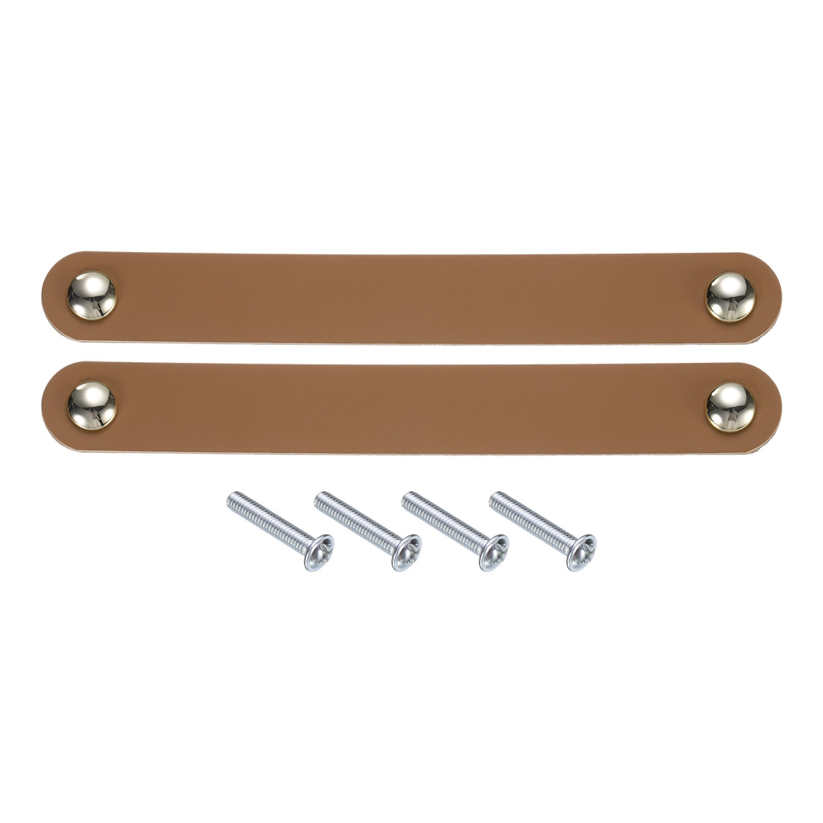 2Pcs Leather Drawer Pulls for Kitchen Bedroom Dresser Cupboard Light Brown gallery