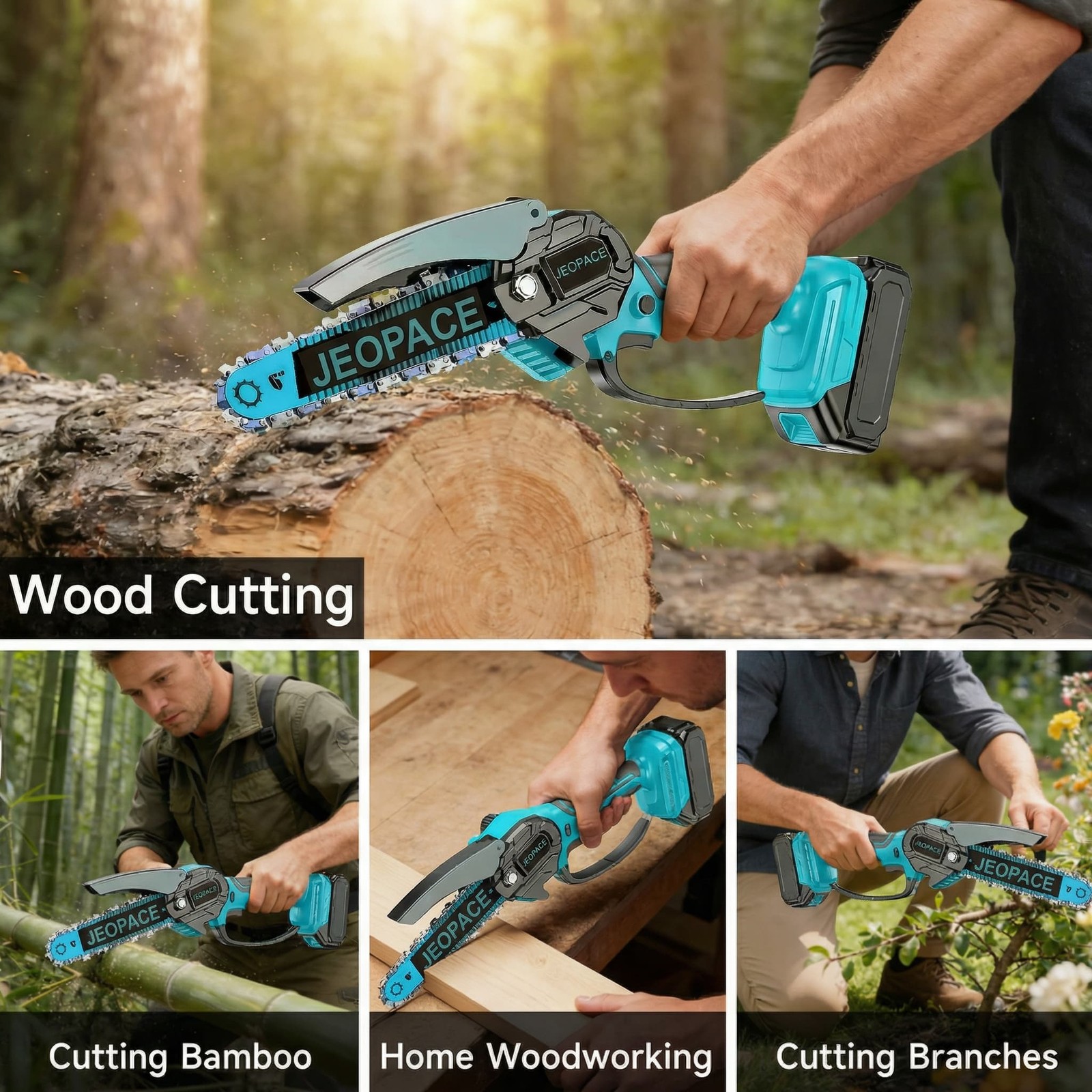 Mini Electric Chainsaw 6 Inch Cordless Handheld Pruning Saw with 1 Battery Kit gallery