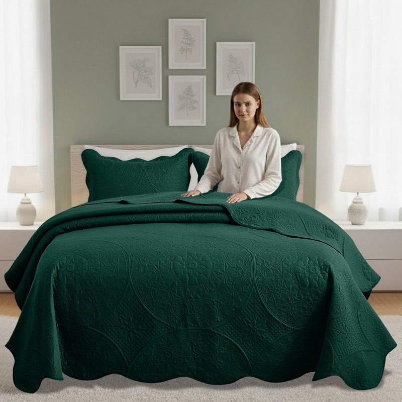 Embossed Quilt Bedspread Set Soft Lightweight Coverlet Bedding Twin Queen King gallery