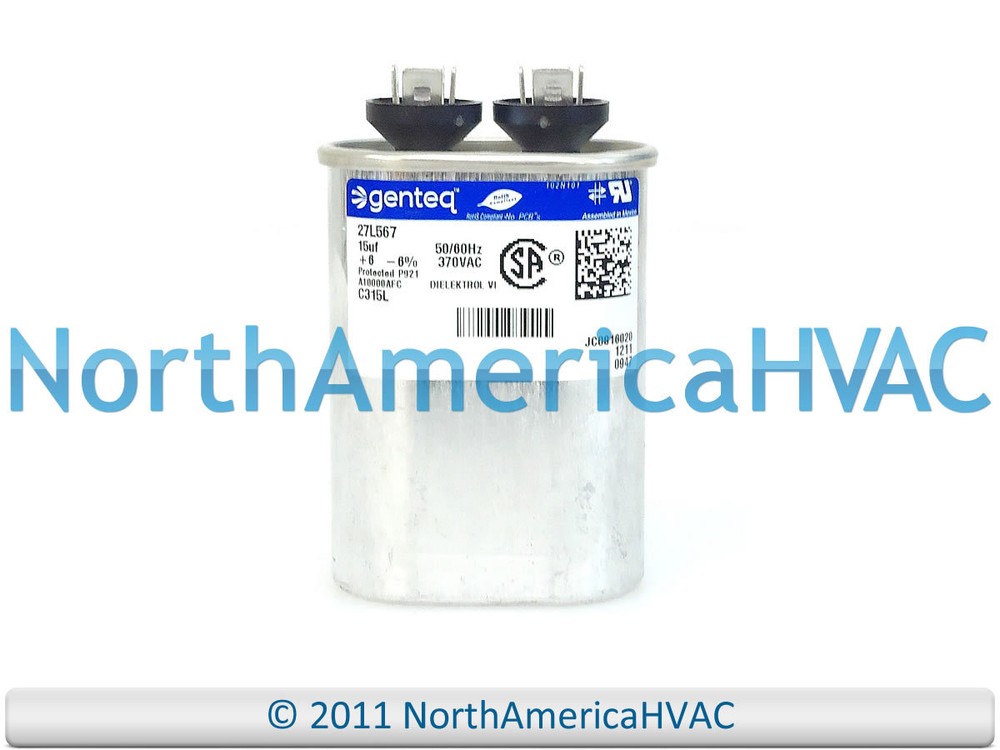 Capcom Run Capacitor Oval 15 uf MFD 370 Volt VAC Fits GE Genteq 27L657 27L567BZ3